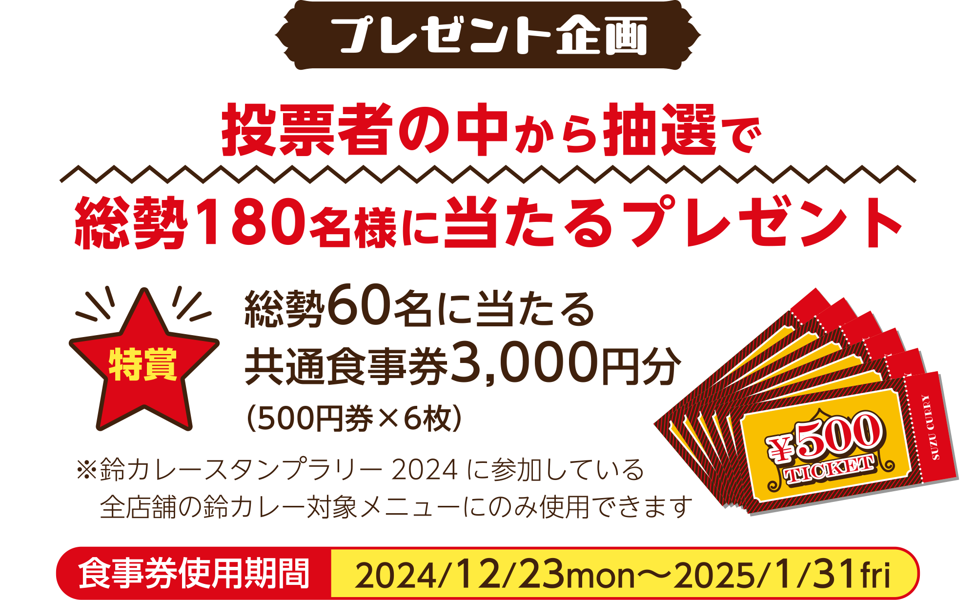 総勢180名様に当たるプレゼント